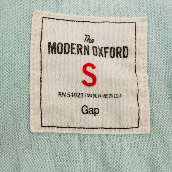 GAP The Modern Oxford Cotton Surf Spray Green Blue Preppy Summer Shirt Sz Small - Picture 4 of 13